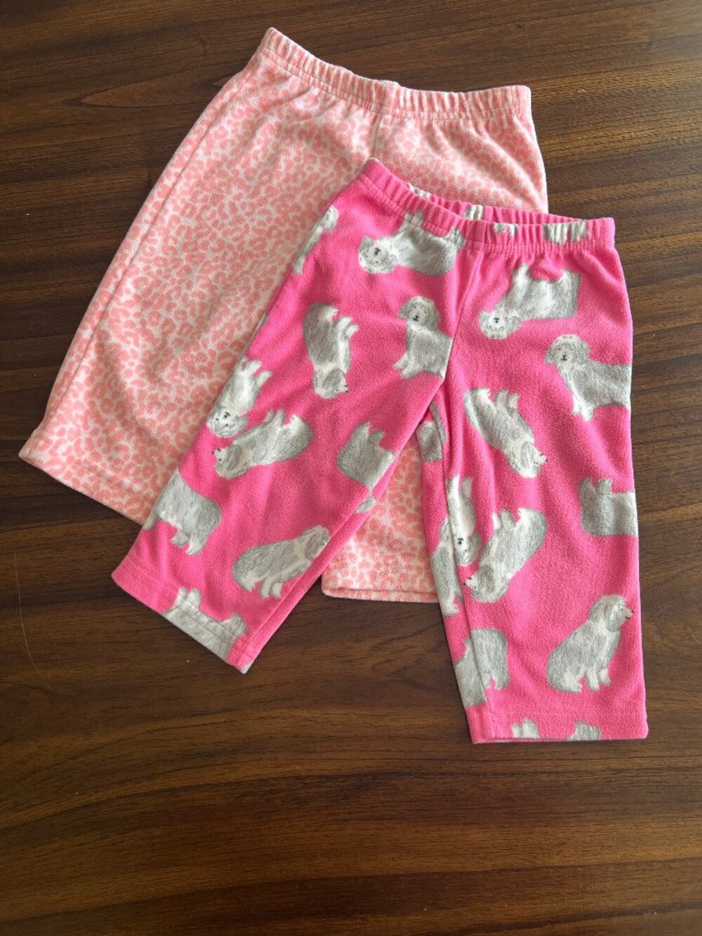 Carter's | 2 Pack Fleece Loose Girl Pants | Pink Leopard | Dogs | 12 Month